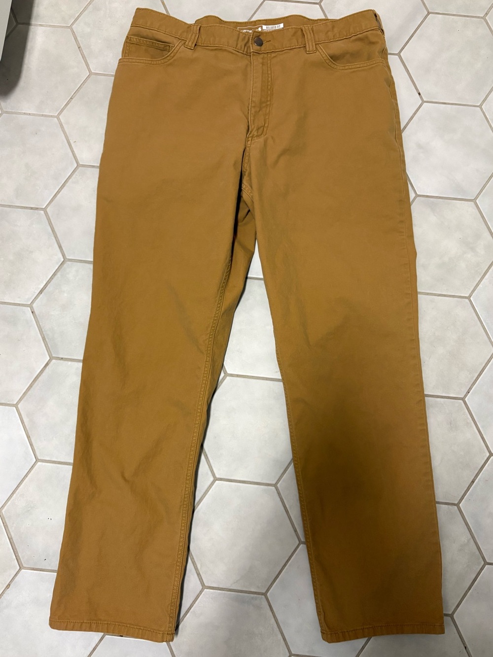 Carhartt Rugged Flex Relaxed Fit Canvas Work Pants Men’s 38x34 Tan